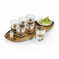 Cantinero Six Shot Serving Tray w/ Salt Shaker and Garnish Dish